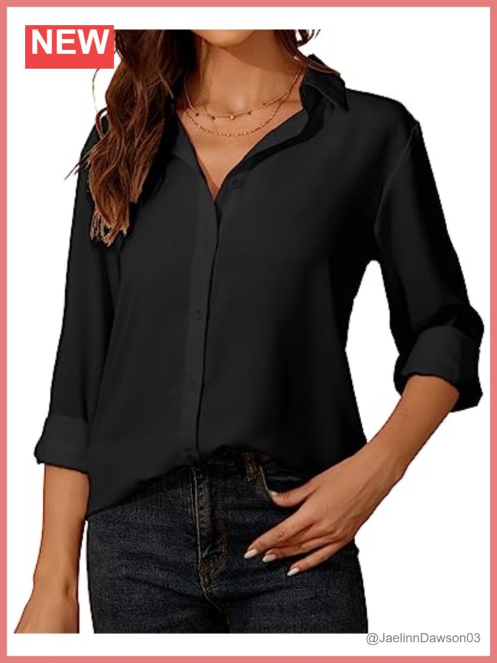Womens Button Down Shirt Long Sleeve Collared Chiffon Blouse Work Office